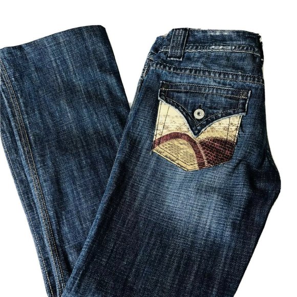 Miss Me Denim - Miss Me Leather Flap Embellished Denim Jeans